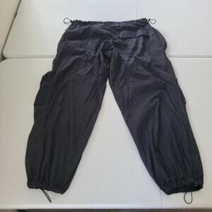iets frans... Parachute Pants Womens Medium Black Drawstring Hem Joggers Cotton